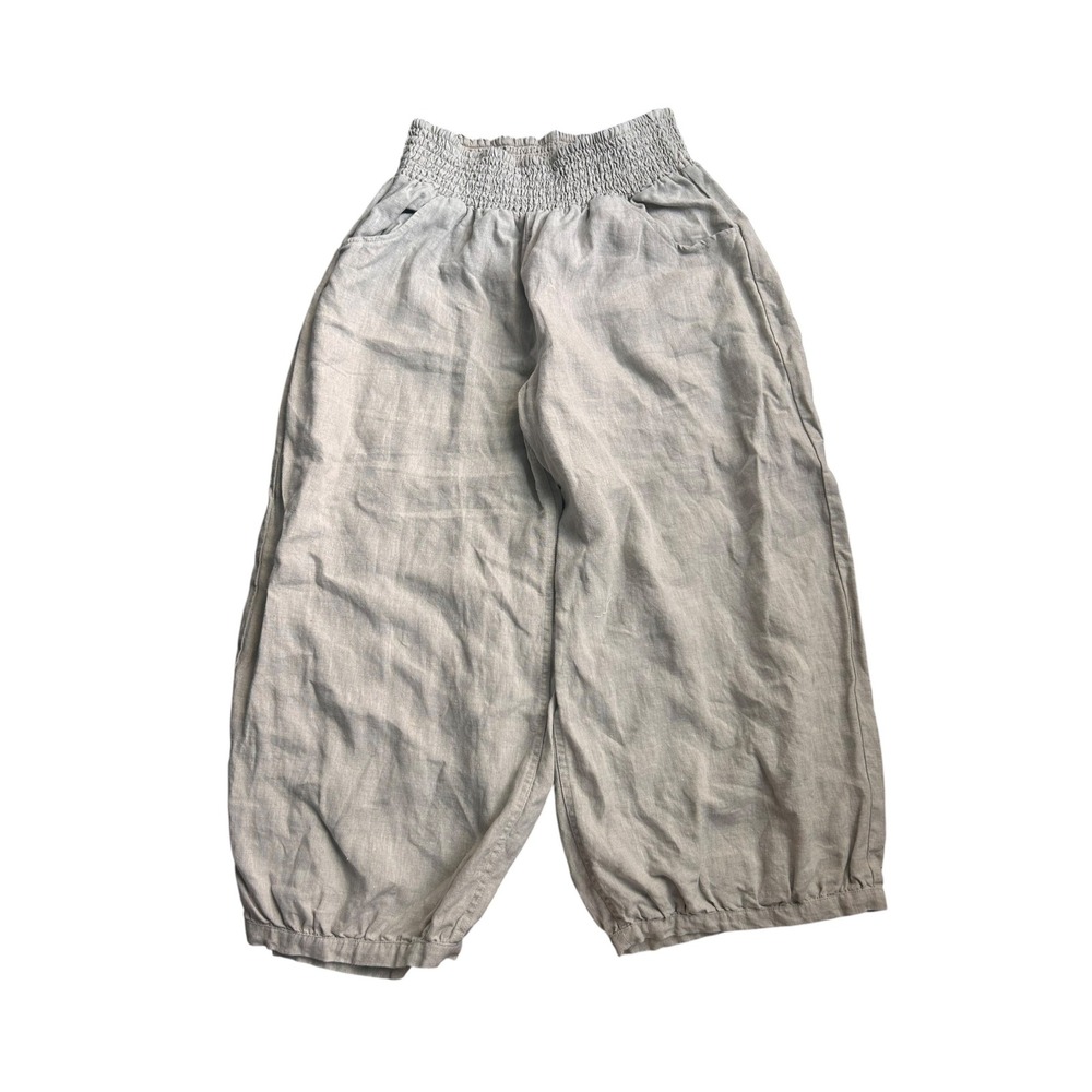 Nomad The Label Gray Sadhu French Linen Pants Smocked Wide Leg Size Large - Picture 3 of 8
